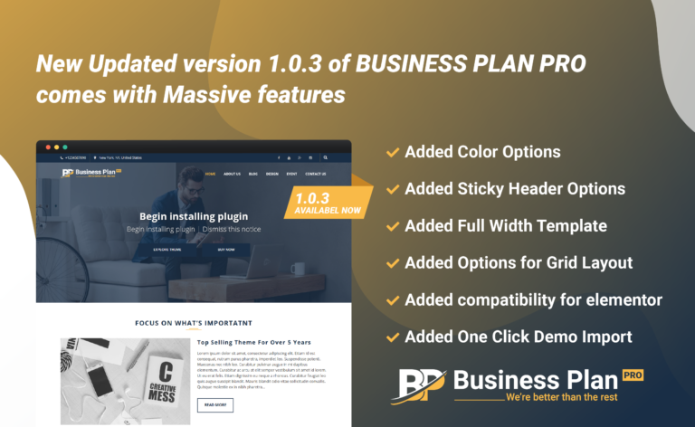 Business Plan Pro WordPress Theme 1.0.3 is released now