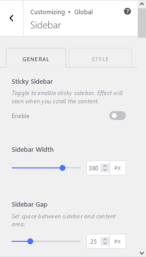 Customizing Sidebar