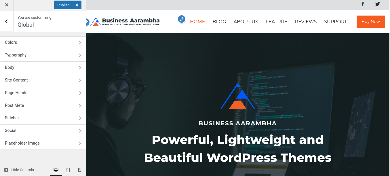 Business Aarambha > Global Settings